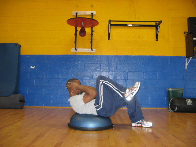 bosu crunches and knee ins