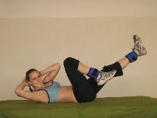 bicycle crunches with ankle weights