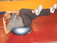 bosu ball bicycle crunches