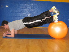 1 leg plank on a stability ball