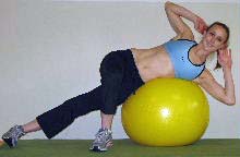 side crunches on a stability ball