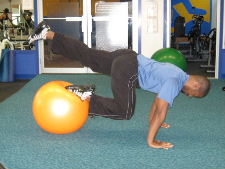 1 leg stability ball roll ins